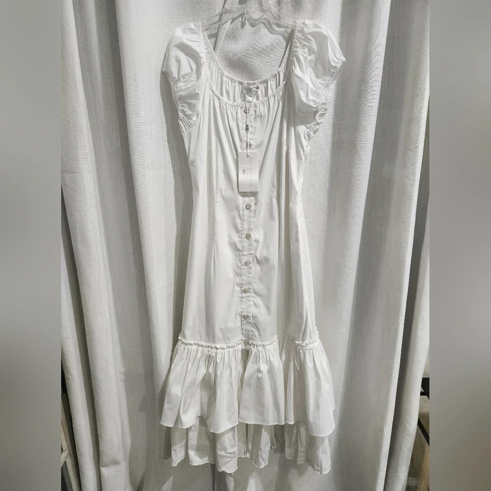 CAROLINE CONSTAS NWT White Ruffle Midi Lyla Dress - Picture 5 of 7